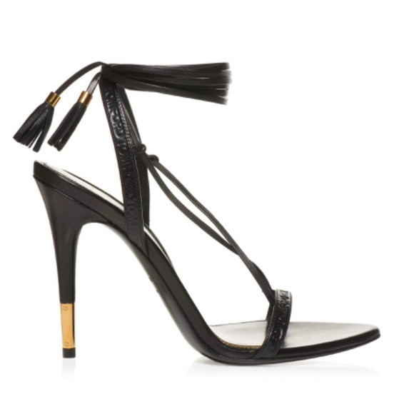 NWT TOM FORD LEATHER TASSLE ANKLE STRAP SANDALS HEEL - Picture 4 of 12